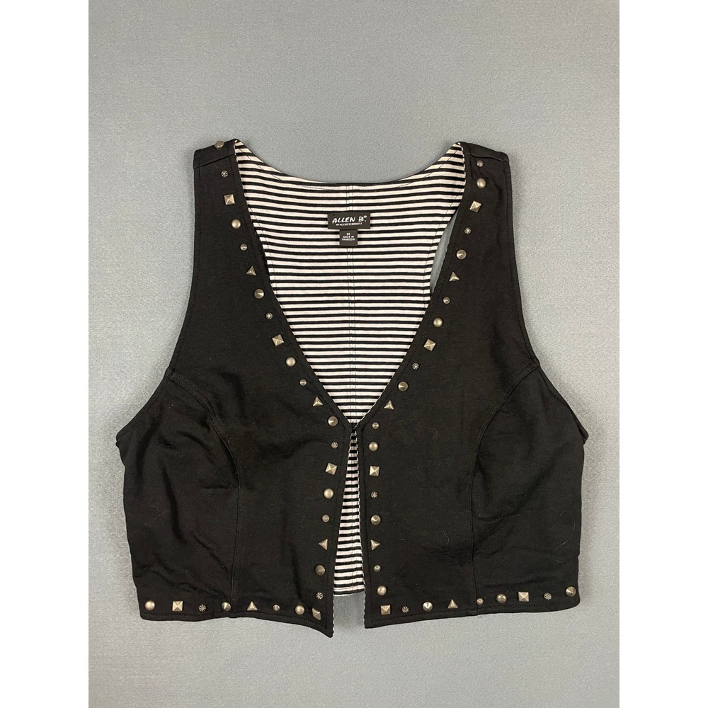 Allen B Studded Vest Punk Rock Moto Gothic Streetwear Black Cotton‎ XXS